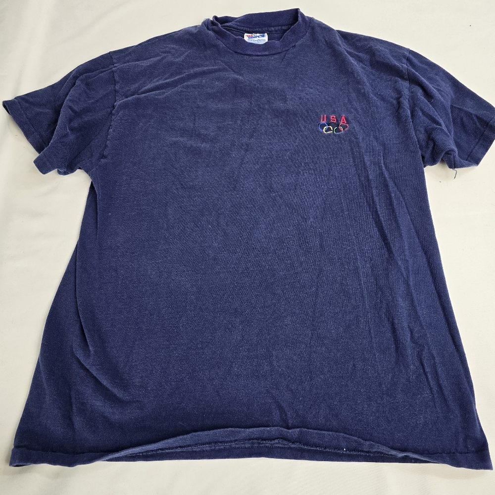 Vintage USA Olympics Tshirt Hanes Beefy-T Single Stitch Tee Size Large
